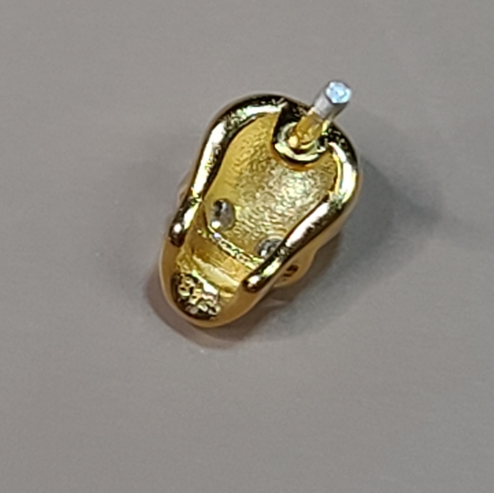 💀 925 Sterling Silver Skull Yellow Gold Plated CZ - Picture 9 of 15